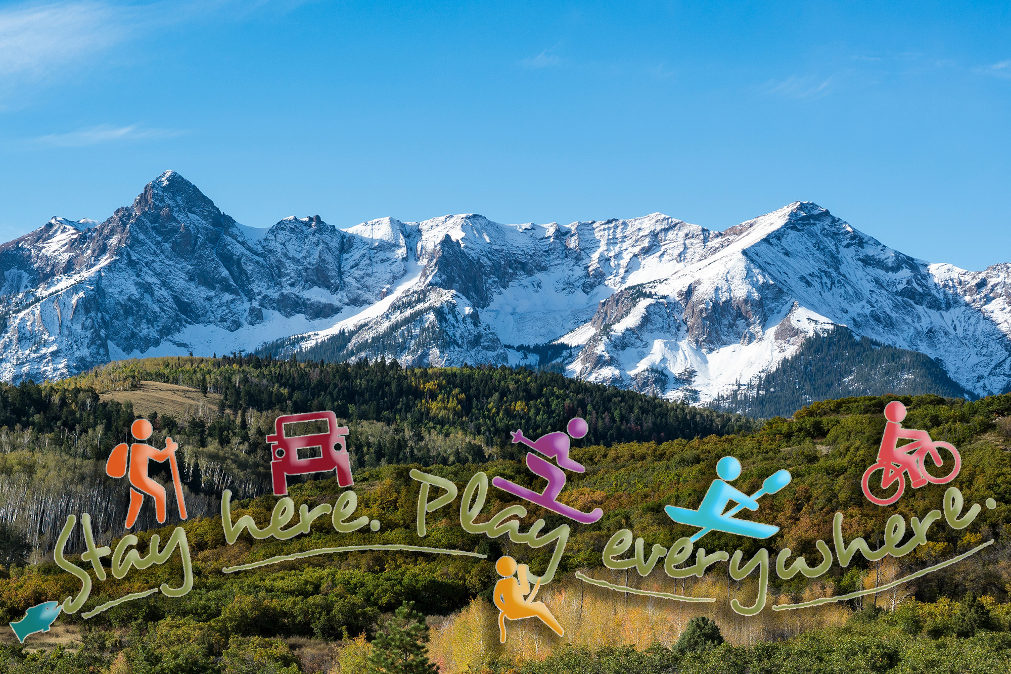 San Juan Mountains of Colorado - Stay Here, Play Everywhere Logo