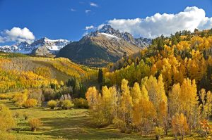 Mount Sneffels near Ridgway, CO with fall colors