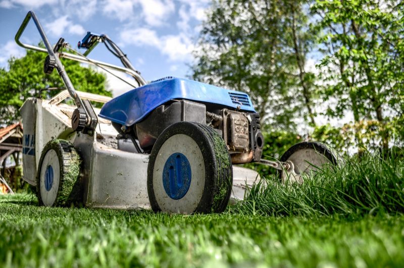 lawnmower on a lawn in Colorado