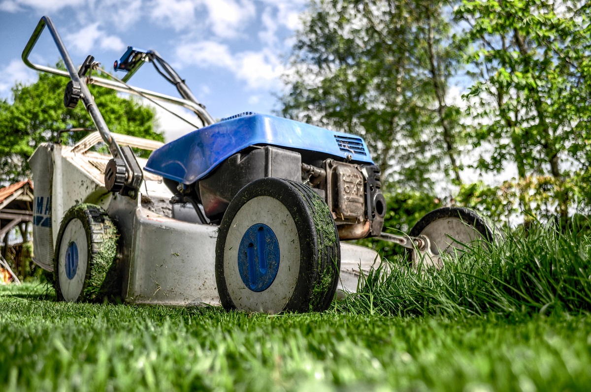 lawnmower on a lawn in Colorado