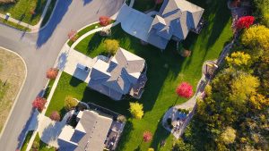 A birds-eye view of a neighborhood 