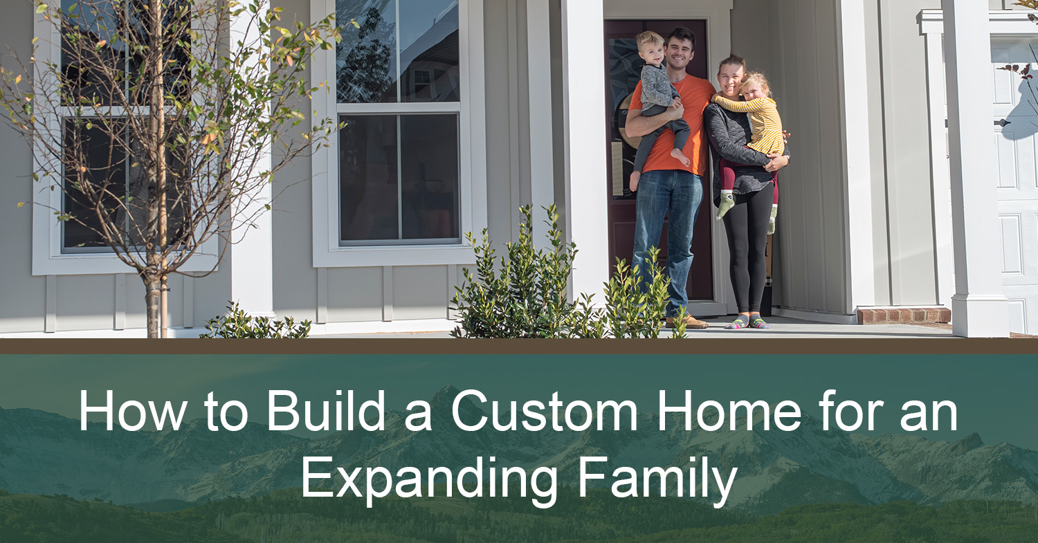 A family standing in front of the custom home they built.